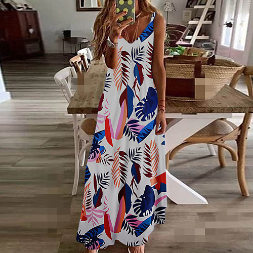 Women's Plus Size Maxi Blue & White Swing Dress - Sleeveless Geometric Color Block Print Basic Strap Vintage Style Casual Daily Slim White Black Blue Yellow Rainbow S M L XL XXL XXXL XXXXL XXXXXL
Women's Plus Size Maxi Blue & White Swing Dress - Sleeveless Geometric Color Block Print Basic Strap Vintage Style Casual Daily Slim White Black Blue Yellow Rainbow S M L XL XXL XXXL XXXXL XXXXXL