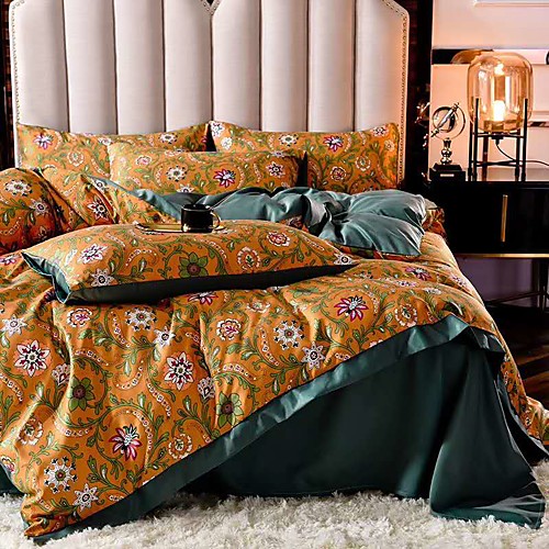 Duvet Covers 4 Pieces Queen Size/ King Size Floral Pattern Wash Ice Silk Printing Quilt Cover Color Contrast Four Piece Set Enlarged Bedding Bedsheet Pillowcase
Duvet Covers 4 Pieces Queen Size/ King Size Floral Pattern Wash Ice Silk Printing Quilt Cover Color Contrast Four Piece Set Enlarged Bedding Bedsheet Pillowcase