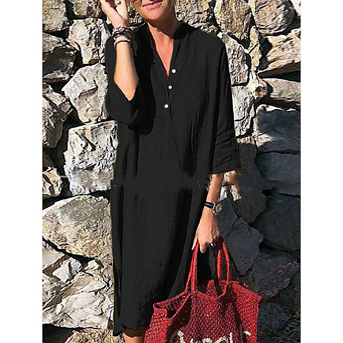 Women's Shirt Dress - 3/4 Length Sleeve Solid Color U Neck Black Red Yellow Light Blue S M L XL XXL XXXL XXXXL XXXXXL
Women's Shirt Dress - 3/4 Length Sleeve Solid Color U Neck Black Red Yellow Light Blue S M L XL XXL XXXL XXXXL XXXXXL