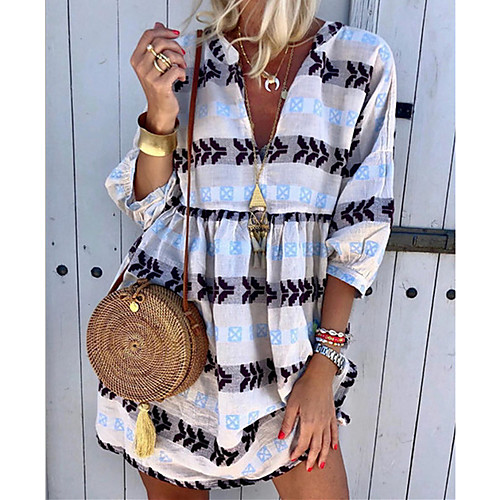 Women's Shift Dress Short Mini Dress White Yellow Green Light Blue 3/4 Length Sleeve Print Summer V Neck Hot Boho 2021 S M L XL XXL 3XL
Women's Shift Dress Short Mini Dress White Yellow Green Light Blue 3/4 Length Sleeve Print Summer V Neck Hot Boho 2021 S M L XL XXL 3XL