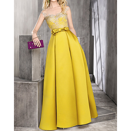 A-Line Beautiful Back Elegant Engagement Prom Dress Illusion Neck Sleeveless Floor Length Satin with Bow(s) Lace Insert 2021
A-Line Beautiful Back Elegant Engagement Prom Dress Illusion Neck Sleeveless Floor Length Satin with Bow(s) Lace Insert 2021