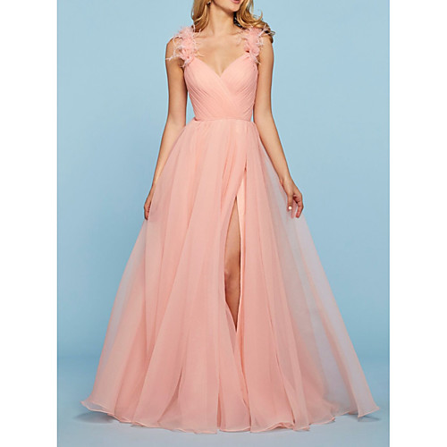 A-Line Elegant Engagement Prom Dress V Neck Sleeveless Sweep / Brush Train Tulle with Split Appliques 2021
A-Line Elegant Engagement Prom Dress V Neck Sleeveless Sweep / Brush Train Tulle with Split Appliques 2021