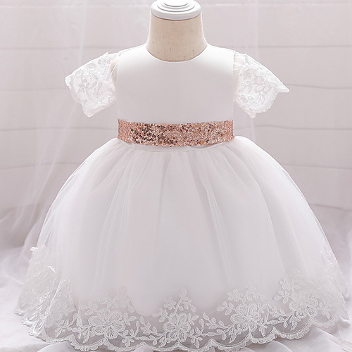 Ball Gown Floor Length Party / Wedding Christening Gowns - Lace / Satin / Tulle Sleeveless Jewel Neck with Bow(s) / Paillette
Ball Gown Floor Length Party / Wedding Christening Gowns - Lace / Satin / Tulle Sleeveless Jewel Neck with Bow(s) / Paillette
