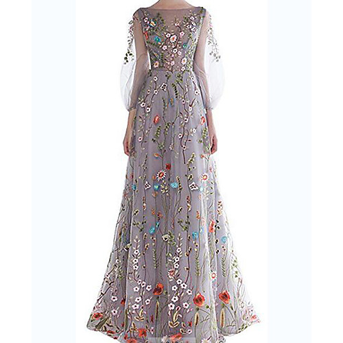 A-Line Floral Wedding Guest Prom Valentine's Day Dress Boat Neck 3/4 Length Sleeve Floor Length Tulle with Embroidery 2021
A-Line Floral Wedding Guest Prom Valentine's Day Dress Boat Neck 3/4 Length Sleeve Floor Length Tulle with Embroidery 2021