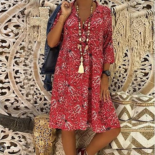 Women's Loose Dress - Half Sleeve Print Shirt Collar Loose Red Yellow Green S M L XL XXL XXXL / Mini
Women's Loose Dress - Half Sleeve Print Shirt Collar Loose Red Yellow Green S M L XL XXL XXXL / Mini