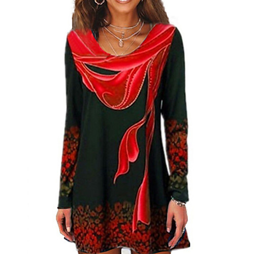 Women's T-shirt Geometric Long Sleeve Round Neck Tops Basic Top Blue Red Green
Women's T-shirt Geometric Long Sleeve Round Neck Tops Basic Top Blue Red Green