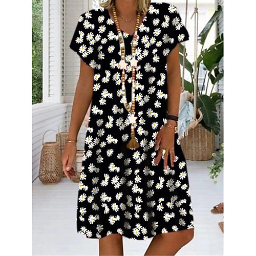 Women's Shift Dress - Short Sleeves Floral V Neck Black Red Light Green S M L XL XXL XXXL
Women's Shift Dress - Short Sleeves Floral V Neck Black Red Light Green S M L XL XXL XXXL