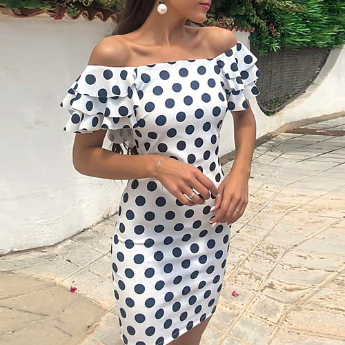 Women's Sheath Dress Midi Dress White Short Sleeve Polka Dot Off Shoulder Elegant S M L XL XXL 3XL 4XL
Women's Sheath Dress Midi Dress White Short Sleeve Polka Dot Off Shoulder Elegant S M L XL XXL 3XL 4XL