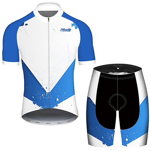 21Grams Men's Short Sleeve Cycling Jersey with Shorts Blue / White Patchwork Geometic Bike Clothing Suit UV Resistant Breathable Quick Dry Sweat-wicking Sports Solid Color Mountain Bike MTB Road Bike
21Grams Men's Short Sleeve Cycling Jersey with Shorts Blue / White Patchwork Geometic Bike Clothing Suit UV Resistant Breathable Quick Dry Sweat-wicking Sports Solid Color Mountain Bike MTB Road Bike