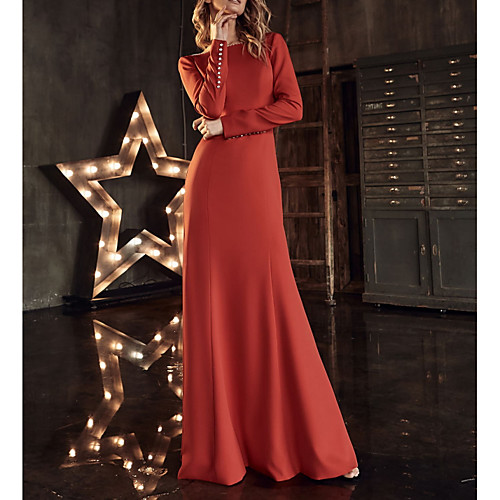 Sheath / Column Beautiful Back Minimalist Engagement Formal Evening Dress Boat Neck Long Sleeve Floor Length Stretch Satin with Sleek 2021
Sheath / Column Beautiful Back Minimalist Engagement Formal Evening Dress Boat Neck Long Sleeve Floor Length Stretch Satin with Sleek 2021