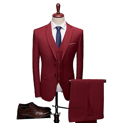 Tuxedos Tailored Fit Slim Notch Single Breasted Two-buttons Polyester Solid Colored / British / Fashion
Tuxedos Tailored Fit Slim Notch Single Breasted Two-buttons Polyester Solid Colored / British / Fashion