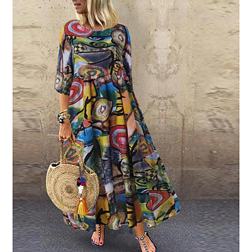Women's Maxi Shift Dress - Short Sleeves Geometric V Neck Elegant Loose Red Green M L XL XXL
Women's Maxi Shift Dress - Short Sleeves Geometric V Neck Elegant Loose Red Green M L XL XXL