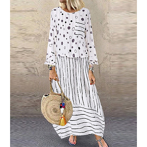 Women's Loose Maxi long Dress White Red Yellow Long Sleeve Polka Dot Striped Summer Round Neck Casual Cotton 2021 M L XL XXL 3XL 4XL 5XL
Women's Loose Maxi long Dress White Red Yellow Long Sleeve Polka Dot Striped Summer Round Neck Casual Cotton 2021 M L XL XXL 3XL 4XL 5XL