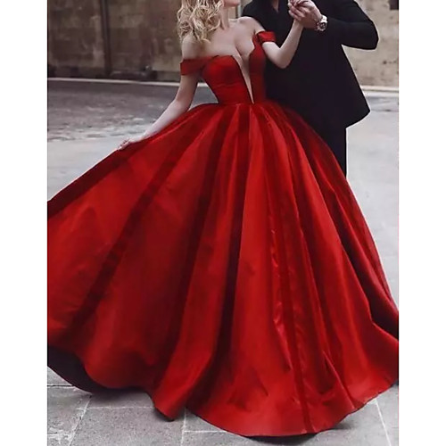 Ball Gown Wedding Dresses Off Shoulder Floor Length Polyester Cap Sleeve Country Plus Size Red with Draping 2021
Ball Gown Wedding Dresses Off Shoulder Floor Length Polyester Cap Sleeve Country Plus Size Red with Draping 2021