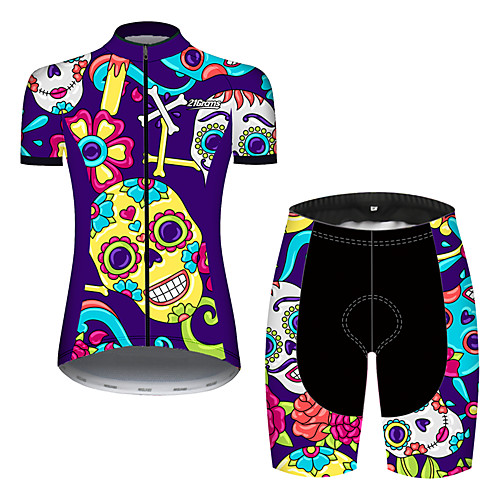 21Grams Women's Short Sleeve Cycling Jersey with Shorts Violet Skull Floral Botanical Bike Clothing Suit Breathable Quick Dry Ultraviolet Resistant Sweat-wicking Sports Skull Mountain Bike MTB Road
21Grams Women's Short Sleeve Cycling Jersey with Shorts Violet Skull Floral Botanical Bike Clothing Suit Breathable Quick Dry Ultraviolet Resistant Sweat-wicking Sports Skull Mountain Bike MTB Road