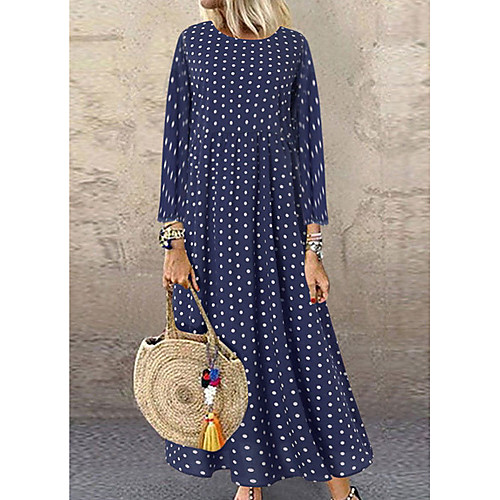 Women's A Line Dress Maxi long Dress Blue Yellow Wine Green Long Sleeve Polka Dot Round Neck Hot S M L XL XXL 3XL 4XL 5XL / Plus Size
Women's A Line Dress Maxi long Dress Blue Yellow Wine Green Long Sleeve Polka Dot Round Neck Hot S M L XL XXL 3XL 4XL 5XL / Plus Size