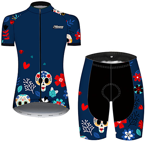 21Grams Women's Short Sleeve Cycling Jersey with Shorts Blue Skull Floral Botanical Bike Quick Dry Breathable Sports Skull Mountain Bike MTB Road Bike Cycling Clothing Apparel / Micro-elastic
21Grams Women's Short Sleeve Cycling Jersey with Shorts Blue Skull Floral Botanical Bike Quick Dry Breathable Sports Skull Mountain Bike MTB Road Bike Cycling Clothing Apparel / Micro-elastic