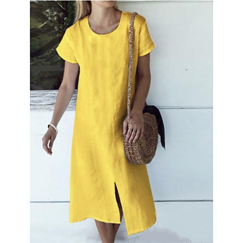 Women's T Shirt Dress Tee Dress Midi Dress White Yellow Light Blue Short Sleeve Solid Color Summer Round Neck Casual Cotton 2021 S M L XL XXL 3XL 4XL
Women's T Shirt Dress Tee Dress Midi Dress White Yellow Light Blue Short Sleeve Solid Color Summer Round Neck Casual Cotton 2021 S M L XL XXL 3XL 4XL