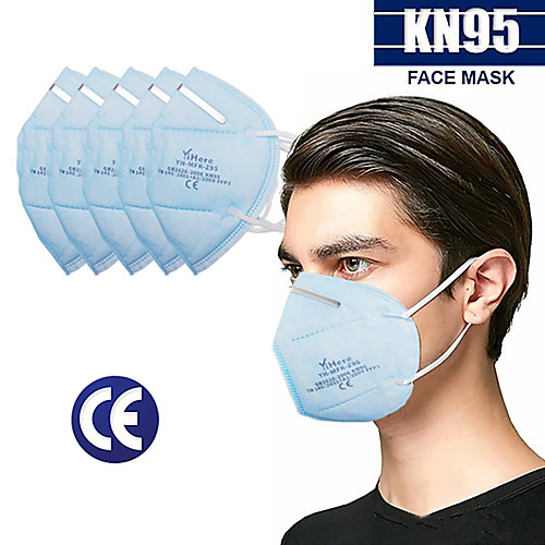 

20 pcs KN95 Face cover Breathing Mask Respirator Melt Blown Fabric Filter Disposable Protective Light Blue / Filtration Efficiency (PFE) of >95%