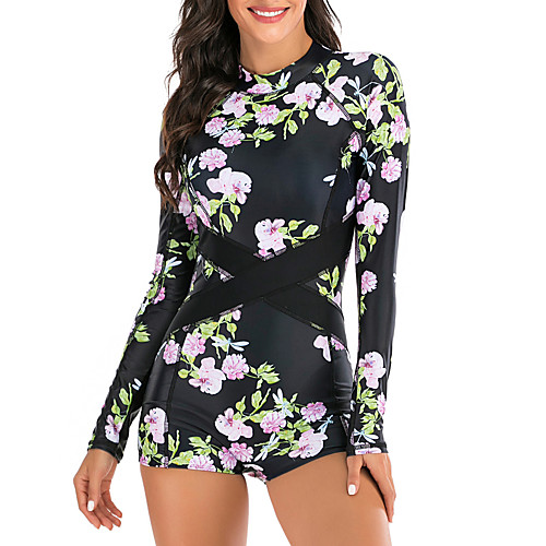 Women's One Piece Swimsuit Floral Padded Swimwear Swimwear Blushing Pink Black UV Sun Protection Breathable Quick Dry Long Sleeve - Swimming Surfing Water Sports Summer / Stretchy
Women's One Piece Swimsuit Floral Padded Swimwear Swimwear Blushing Pink Black UV Sun Protection Breathable Quick Dry Long Sleeve - Swimming Surfing Water Sports Summer / Stretchy
