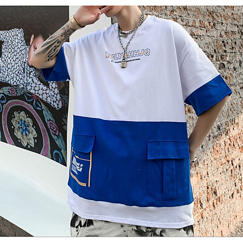 Men's Color Block T-shirt - Cotton Daily Going out Round Neck White / Black / Short Sleeve
Men's Color Block T-shirt - Cotton Daily Going out Round Neck White / Black / Short Sleeve