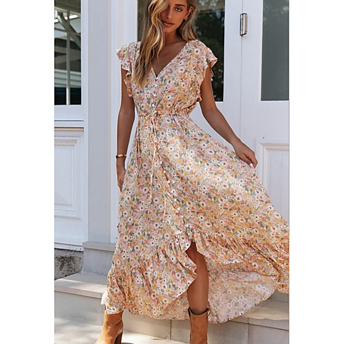 Women's A-Line Dress Maxi long Dress - Short Sleeves Floral Summer Casual Boho 2020 Khaki S M L XL
Women's A-Line Dress Maxi long Dress - Short Sleeves Floral Summer Casual Boho 2020 Khaki S M L XL