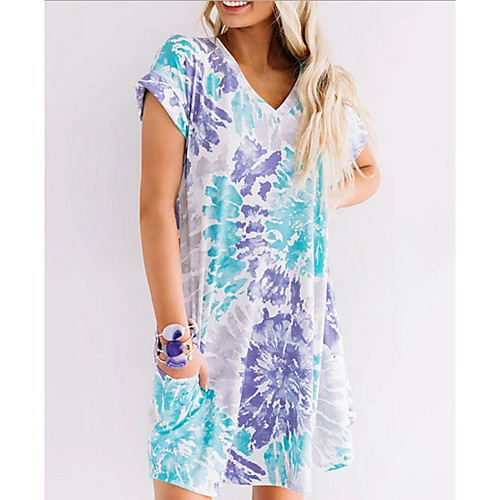 Women's Shift Dress - Short Sleeves Print Summer Elegant 2020 Light Blue S M L XL
Women's Shift Dress - Short Sleeves Print Summer Elegant 2020 Light Blue S M L XL