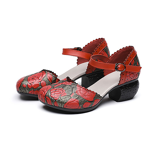 Women's Sandals 2020 Leather Sandals Summer Cuban Heel Round Toe Vintage Chinoiserie Daily Outdoor Buckle Leather / Pigskin Walking Shoes Dark Red / White / Black
Women's Sandals 2020 Leather Sandals Summer Cuban Heel Round Toe Vintage Chinoiserie Daily Outdoor Buckle Leather / Pigskin Walking Shoes Dark Red / White / Black
