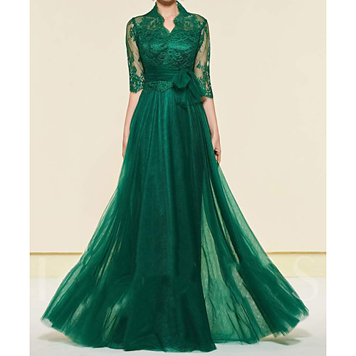 A-Line Mother of the Bride Dress Elegant High Neck Floor Length Chiffon Lace Half Sleeve with Lace Pleats Appliques 2021
A-Line Mother of the Bride Dress Elegant High Neck Floor Length Chiffon Lace Half Sleeve with Lace Pleats Appliques 2021