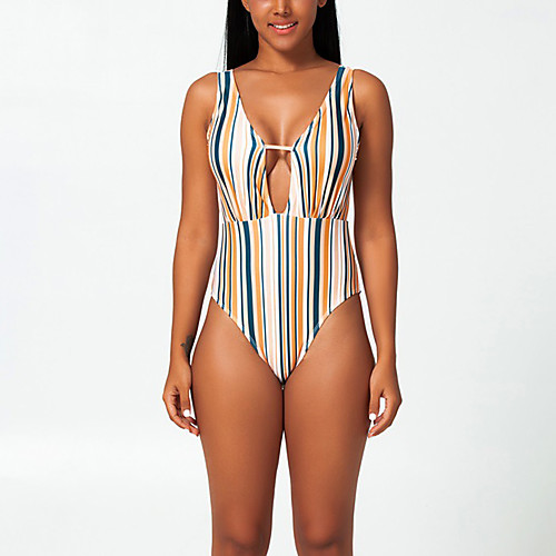 Women's Basic White Halter Cheeky One-piece Swimwear Swimsuit - Striped Backless Print S M L White
Women's Basic White Halter Cheeky One-piece Swimwear Swimsuit - Striped Backless Print S M L White