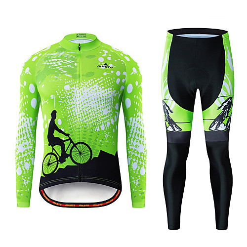 Miloto Men's Long Sleeve Cycling Jersey with Tights Black / Green Bike Breathable Sports Patterned Mountain Bike MTB Road Bike Cycling Clothing Apparel / Stretchy
Miloto Men's Long Sleeve Cycling Jersey with Tights Black / Green Bike Breathable Sports Patterned Mountain Bike MTB Road Bike Cycling Clothing Apparel / Stretchy