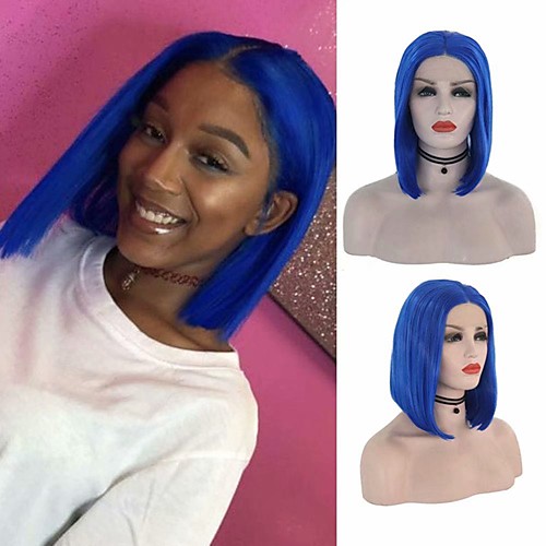 Synthetic Lace Front Wig Silky Straight Middle Part Lace Front Wig Short Royal Blue Synthetic Hair 8-16 inch Women's Soft Heat Resistant Synthetic Blue / Natural Hairline / Natural Hairline
Synthetic Lace Front Wig Silky Straight Middle Part Lace Front Wig Short Royal Blue Synthetic Hair 8-16 inch Women's Soft Heat Resistant Synthetic Blue / Natural Hairline / Natural Hairline