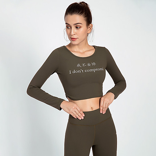 Women's Crop Top Letter Black Red Army Green Yoga Running Fitness Tee / T-shirt Long Sleeve Sport Activewear Breathable Quick Dry Comfortable Stretchy
Women's Crop Top Letter Black Red Army Green Yoga Running Fitness Tee / T-shirt Long Sleeve Sport Activewear Breathable Quick Dry Comfortable Stretchy