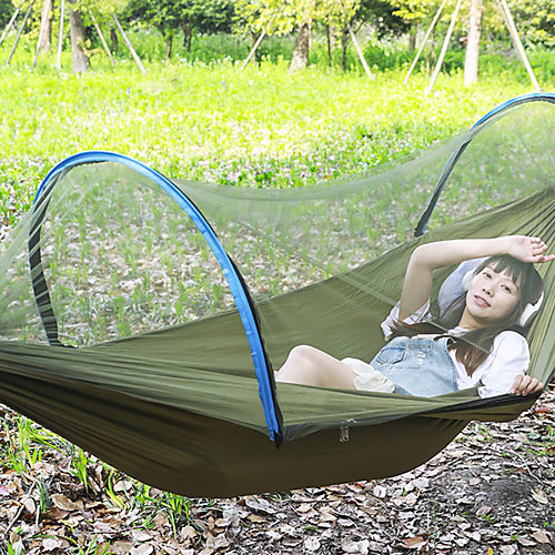 Camping Hammock with Pop Up Mosquito Net Outdoor Portable Breathable Anti-Mosquito Ultra Light (UL) Foldable Parachute Nylon with Carabiners and Tree Straps for 2 person Camping / Hiking Hunting
Camping Hammock with Pop Up Mosquito Net Outdoor Portable Breathable Anti-Mosquito Ultra Light (UL) Foldable Parachute Nylon with Carabiners and Tree Straps for 2 person Camping / Hiking Hunting