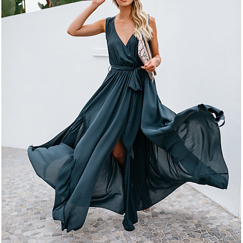 Women's Maxi Chiffon Dress - Sleeveless Solid Color Summer V Neck Formal Elegant Mesh Navy Blue S M L XL
Women's Maxi Chiffon Dress - Sleeveless Solid Color Summer V Neck Formal Elegant Mesh Navy Blue S M L XL