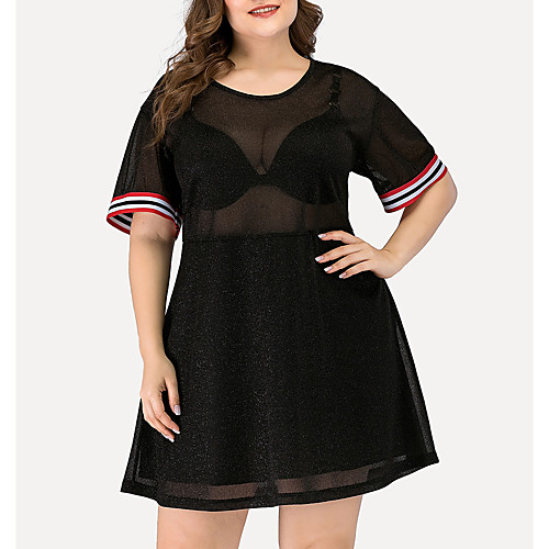 Women's Plus Size Chiffon Dress - Short Sleeves Solid Color Lace Mesh Summer Sexy Holiday Going out Loose 2020 Black L XL XXL XXXL XXXXL
Women's Plus Size Chiffon Dress - Short Sleeves Solid Color Lace Mesh Summer Sexy Holiday Going out Loose 2020 Black L XL XXL XXXL XXXXL