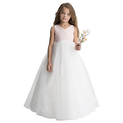 A-Line Floor Length Party / Wedding Flower Girl Dresses - Chiffon / Tulle Sleeveless V Neck with Ruching
A-Line Floor Length Party / Wedding Flower Girl Dresses - Chiffon / Tulle Sleeveless V Neck with Ruching