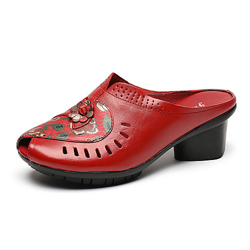 Women's Sandals 2020 Leather Sandals Summer Cuban Heel Round Toe Sweet British Daily Outdoor Leather / Nappa Leather Walking Shoes Dark Red / Black 
Women's Sandals 2020 Leather Sandals Summer Cuban Heel Round Toe Sweet British Daily Outdoor Leather / Nappa Leather Walking Shoes Dark Red / Black
