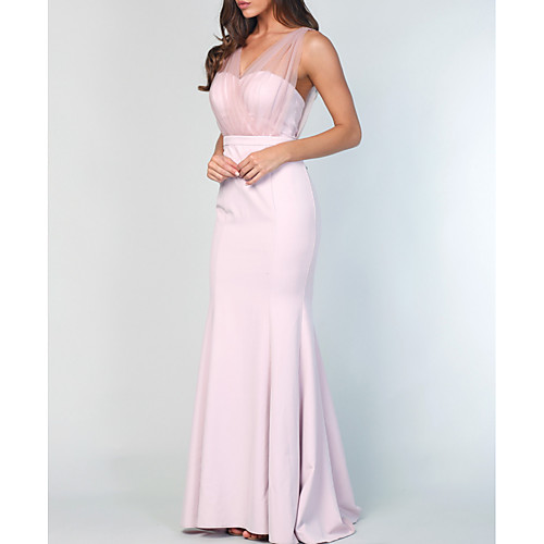 Sheath / Column V Neck Sweep / Brush Train Chiffon Bridesmaid Dress with Pleats
Sheath / Column V Neck Sweep / Brush Train Chiffon Bridesmaid Dress with Pleats