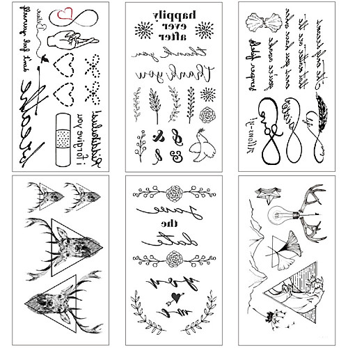 6 pcs Temporary Tattoos Water Resistant / Waterproof / Mini Style / Safety Face / Body / Hand Water-Transfer Sticker Body Painting Colors
6 pcs Temporary Tattoos Water Resistant / Waterproof / Mini Style / Safety Face / Body / Hand Water-Transfer Sticker Body Painting Colors