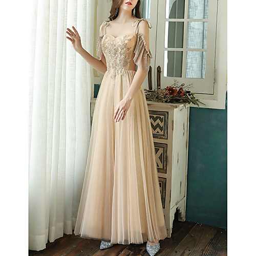 A-Line Elegant Glittering Wedding Guest Formal Evening Dress Spaghetti Strap Short Sleeve Floor Length Tulle with Sequin 2020
A-Line Elegant Glittering Wedding Guest Formal Evening Dress Spaghetti Strap Short Sleeve Floor Length Tulle with Sequin 2020