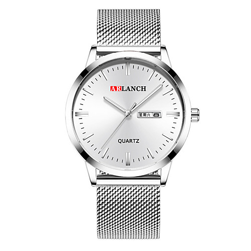 Men's Steel Band Watches Quartz Stainless Steel 30 m Water Resistant / Waterproof Calendar / date / day Day Date Analog Fashion Cool - Black / Silver BlackGloden WhiteSilver One Year Battery Life
Men's Steel Band Watches Quartz Stainless Steel 30 m Water Resistant / Waterproof Calendar / date / day Day Date Analog Fashion Cool - Black / Silver BlackGloden WhiteSilver One Year Battery Life