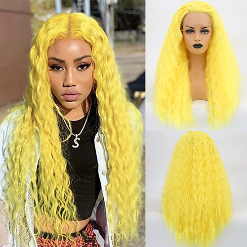 Synthetic Lace Front Wig Curly Middle Part Lace Front Wig Long Yellow Synthetic Hair 18-26 inch Women's Cosplay Soft Adjustable Yellow
Synthetic Lace Front Wig Curly Middle Part Lace Front Wig Long Yellow Synthetic Hair 18-26 inch Women's Cosplay Soft Adjustable Yellow