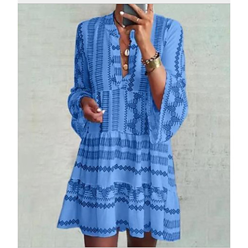 Women's Shirt Dress - Long Sleeve Geometric Summer Casual 2020 Blue S M L XL XXL
Women's Shirt Dress - Long Sleeve Geometric Summer Casual 2020 Blue S M L XL XXL