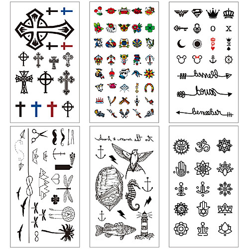6 pcs Temporary Tattoos Water Resistant / Waterproof / Mini Style / Safety Face / Body / Hand Water-Transfer Sticker Body Painting Colors
6 pcs Temporary Tattoos Water Resistant / Waterproof / Mini Style / Safety Face / Body / Hand Water-Transfer Sticker Body Painting Colors