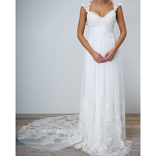 A-Line Wedding Dresses V Neck Chapel Train Lace Tulle Sleeveless Sexy Wedding Dress in Color See-Through with Lace Insert Appliques 2020
A-Line Wedding Dresses V Neck Chapel Train Lace Tulle Sleeveless Sexy Wedding Dress in Color See-Through with Lace Insert Appliques 2020