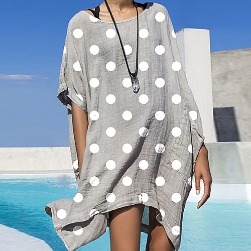 Women's Asymmetrical Shift Dress - Half Sleeve Polka Dot Summer Elegant Loose 2020 Yellow Green Gray S M L XL
Women's Asymmetrical Shift Dress - Half Sleeve Polka Dot Summer Elegant Loose 2020 Yellow Green Gray S M L XL