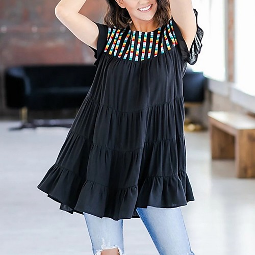 Women's Blouse Geometric Tops Round Neck Daily Summer White Black Red S M L XL 2XL
Women's Blouse Geometric Tops Round Neck Daily Summer White Black Red S M L XL 2XL