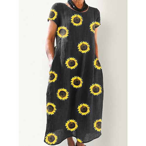 Women's Shift Dress - Short Sleeves Floral Summer Street chic 2020 Black M L XL XXL
Women's Shift Dress - Short Sleeves Floral Summer Street chic 2020 Black M L XL XXL