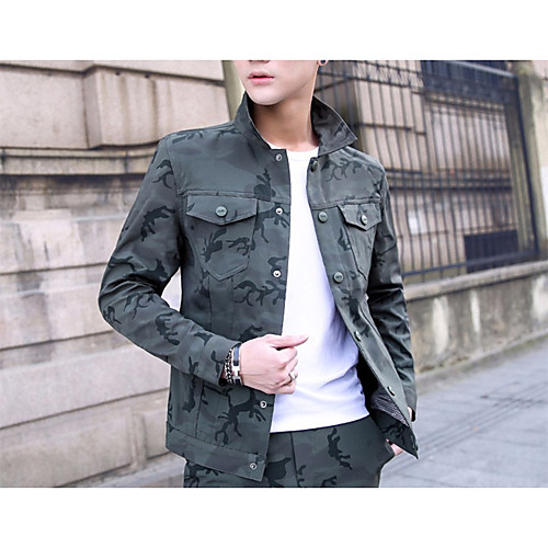 Men's Holiday / Going out Spring & Summer Regular Jacket, Solid Colored / Camo / Camouflage Turndown Long Sleeve Polyester Army Green / Light Green
Men's Holiday / Going out Spring & Summer Regular Jacket, Solid Colored / Camo / Camouflage Turndown Long Sleeve Polyester Army Green / Light Green